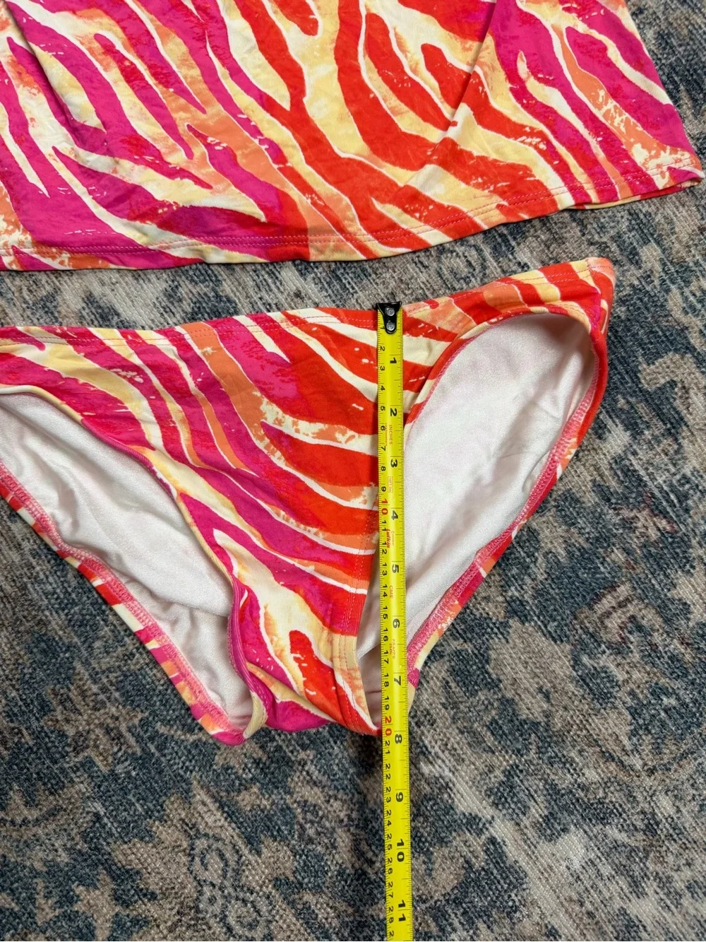 Vintage Y2K DKNY Neon Zebra Tankini 2 Piece Swim Set‎ Bikini XS